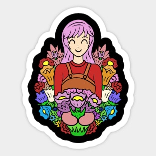 Cute florist girl Sticker